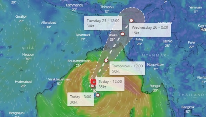 ঘূর্ণিঝড় সিত্রাং: ৪ নম্বর সতর্ক সংকেত জারি