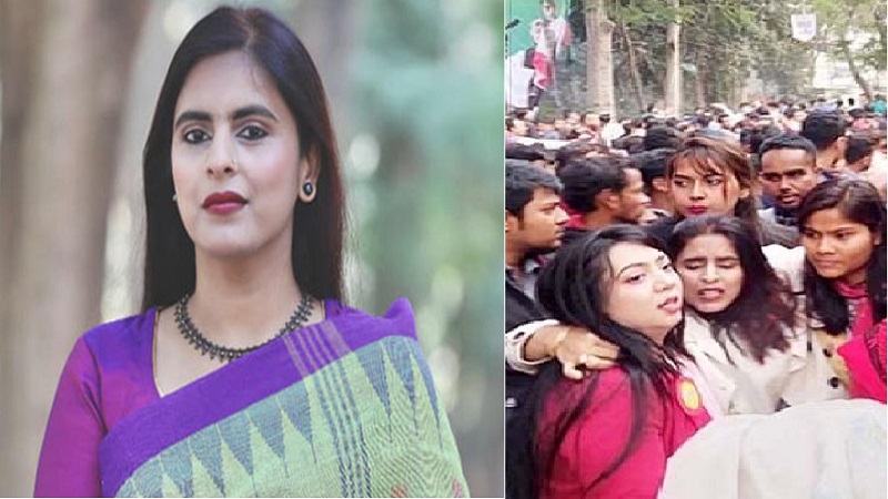 ছাত্রলীগের মঞ্চ থেকে পড়ে পা ভেঙেছে যুব মহিলা লীগ নেত্রী লিলির